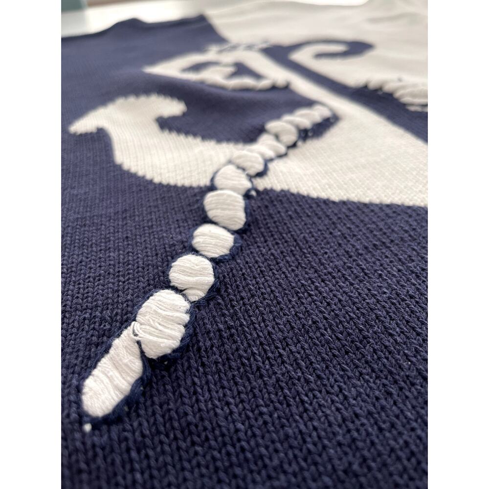 The Eagle's Eye L Anchor Sweater Navy Cotton 90s Vintage Nautical Preppy Unique - Picture 7 of 12